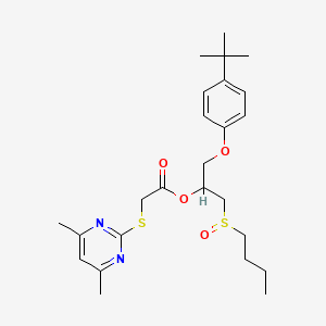 molecular formula C25H36N2O4S2 B4011393 [1-(4-Tert-butylphenoxy)-3-butylsulfinylpropan-2-yl] 2-(4,6-dimethylpyrimidin-2-yl)sulfanylacetate 
