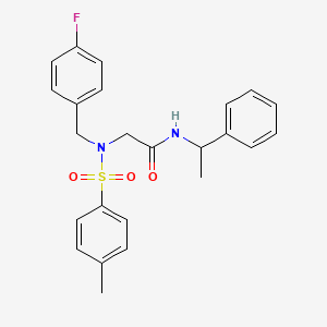 molecular formula C24H25FN2O3S B4011435 N~2~-(4-fluorobenzyl)-N~2~-[(4-methylphenyl)sulfonyl]-N-(1-phenylethyl)glycinamide 
