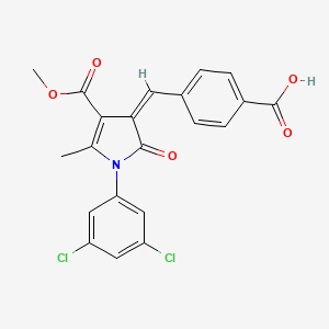molecular formula C21H15Cl2NO5 B4011545 4-{(Z)-[1-(3,5-dichlorophenyl)-4-(methoxycarbonyl)-5-methyl-2-oxo-1,2-dihydro-3H-pyrrol-3-ylidene]methyl}benzoic acid 