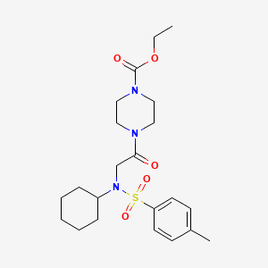 molecular formula C22H33N3O5S B4011546 ethyl 4-[2-(N-cyclohexyl-4-methylbenzenesulfonamido)acetyl]piperazine-1-carboxylate 