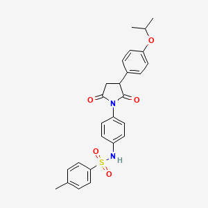 molecular formula C26H26N2O5S B4011548 N-[4-[2,5-dioxo-3-(4-propan-2-yloxyphenyl)pyrrolidin-1-yl]phenyl]-4-methylbenzenesulfonamide 
