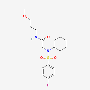 molecular formula C18H27FN2O4S B4011568 N~2~-cyclohexyl-N~2~-[(4-fluorophenyl)sulfonyl]-N-(3-methoxypropyl)glycinamide 