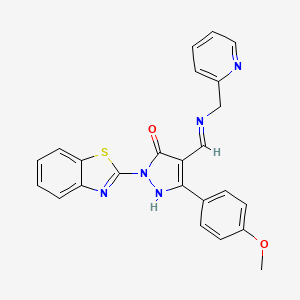 molecular formula C24H19N5O2S B4011599 (4E)-1-(1,3-Benzothiazol-2-YL)-3-(4-methoxyphenyl)-4-({[(pyridin-2-YL)methyl]amino}methylidene)-4,5-dihydro-1H-pyrazol-5-one 