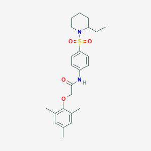 molecular formula C24H32N2O4S B4011774 N-{4-[(2-ethylpiperidin-1-yl)sulfonyl]phenyl}-2-(2,4,6-trimethylphenoxy)acetamide 