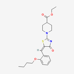 molecular formula C22H28N2O4S B4011972 ETHYL 1-[(5E)-5-[(2-BUTOXYPHENYL)METHYLIDENE]-4-OXO-4,5-DIHYDRO-1,3-THIAZOL-2-YL]PIPERIDINE-4-CARBOXYLATE 