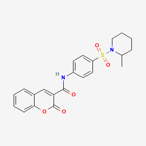 molecular formula C22H22N2O5S B4012010 N-{4-[(2-methyl-1-piperidinyl)sulfonyl]phenyl}-2-oxo-2H-chromene-3-carboxamide 