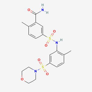 molecular formula C19H23N3O6S2 B4012422 2-methyl-5-[(2-methyl-5-morpholin-4-ylsulfonylphenyl)sulfamoyl]benzamide 