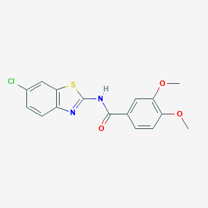 molecular formula C16H13ClN2O3S B401267 N-(6-chloro-1,3-benzothiazol-2-yl)-3,4-dimethoxybenzamide CAS No. 308294-59-9