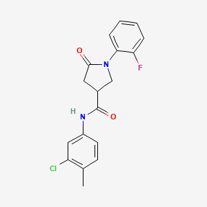molecular formula C18H16ClFN2O2 B4012970 N-(3-chloro-4-methylphenyl)-1-(2-fluorophenyl)-5-oxopyrrolidine-3-carboxamide 