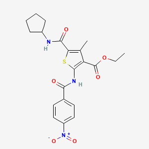 molecular formula C21H23N3O6S B4013134 ETHYL 5-(CYCLOPENTYLCARBAMOYL)-4-METHYL-2-(4-NITROBENZAMIDO)THIOPHENE-3-CARBOXYLATE 