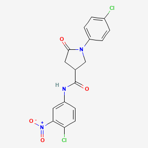 molecular formula C17H13Cl2N3O4 B4013156 N-(4-chloro-3-nitrophenyl)-1-(4-chlorophenyl)-5-oxopyrrolidine-3-carboxamide 
