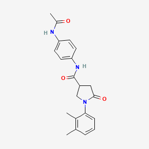 molecular formula C21H23N3O3 B4013166 N-[4-(acetylamino)phenyl]-1-(2,3-dimethylphenyl)-5-oxopyrrolidine-3-carboxamide 