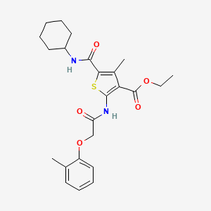 molecular formula C24H30N2O5S B4013429 ETHYL 5-[(CYCLOHEXYLAMINO)CARBONYL]-4-METHYL-2-{[2-(2-METHYLPHENOXY)ACETYL]AMINO}-3-THIOPHENECARBOXYLATE 