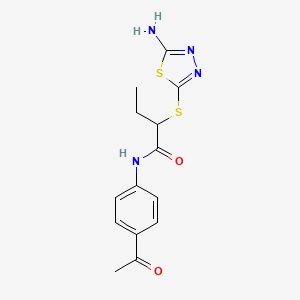 molecular formula C14H16N4O2S2 B4013450 N-(4-acetylphenyl)-2-[(5-amino-1,3,4-thiadiazol-2-yl)sulfanyl]butanamide 