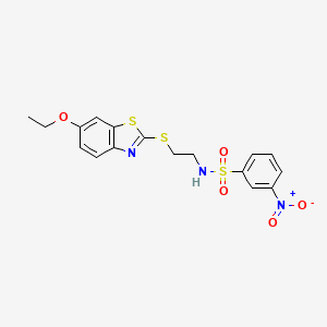 molecular formula C17H17N3O5S3 B4013672 N-{2-[(6-ETHOXY-1,3-BENZOTHIAZOL-2-YL)SULFANYL]ETHYL}-3-NITROBENZENE-1-SULFONAMIDE 