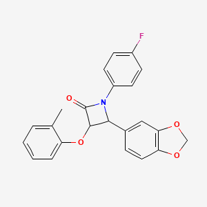 molecular formula C23H18FNO4 B4013773 4-(2H-1,3-BENZODIOXOL-5-YL)-1-(4-FLUOROPHENYL)-3-(2-METHYLPHENOXY)AZETIDIN-2-ONE 