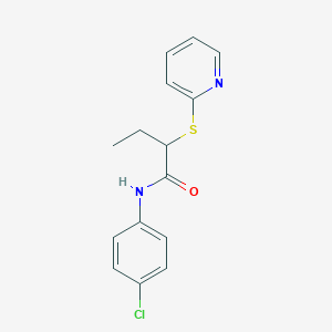 molecular formula C15H15ClN2OS B4013922 N-(4-chlorophenyl)-2-(pyridin-2-ylsulfanyl)butanamide 