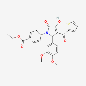 molecular formula C26H23NO7S B4013981 ethyl 4-{(3E)-2-(3,4-dimethoxyphenyl)-3-[hydroxy(thiophen-2-yl)methylidene]-4,5-dioxopyrrolidin-1-yl}benzoate 