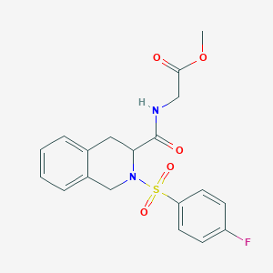 molecular formula C19H19FN2O5S B4014169 Methyl 2-{[2-(4-fluorobenzenesulfonyl)-1,2,3,4-tetrahydroisoquinolin-3-yl]formamido}acetate 