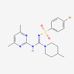 molecular formula C19H24BrN5O2S B4014230 N'-[(4-bromophenyl)sulfonyl]-N-(4,6-dimethylpyrimidin-2-yl)-4-methylpiperidine-1-carboximidamide 