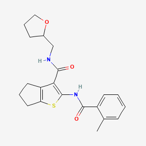 molecular formula C21H24N2O3S B4014233 2-[(2-methylbenzoyl)amino]-N-(oxolan-2-ylmethyl)-5,6-dihydro-4H-cyclopenta[b]thiophene-3-carboxamide 