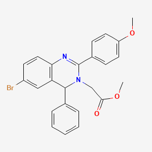 molecular formula C24H21BrN2O3 B4014345 methyl 2-[6-bromo-2-(4-methoxyphenyl)-4-phenyl-3,4-dihydroquinazolin-3-yl]acetate 