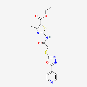molecular formula C16H15N5O4S2 B4014389 Ethyl 4-methyl-2-[({[5-(pyridin-4-yl)-1,3,4-oxadiazol-2-yl]sulfanyl}acetyl)amino]-1,3-thiazole-5-carboxylate 