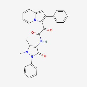 molecular formula C27H22N4O3 B4014469 N-(1,5-dimethyl-3-oxo-2-phenyl-2,3-dihydro-1H-pyrazol-4-yl)-2-oxo-2-(2-phenylindolizin-3-yl)acetamide 