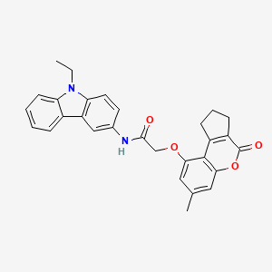 molecular formula C29H26N2O4 B4014618 N-(9-ETHYL-9H-CARBAZOL-3-YL)-2-({7-METHYL-4-OXO-1H,2H,3H,4H-CYCLOPENTA[C]CHROMEN-9-YL}OXY)ACETAMIDE 