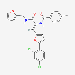 molecular formula C26H20Cl2N2O4 B4014755 N-{(1Z)-1-[5-(2,4-dichlorophenyl)furan-2-yl]-3-[(furan-2-ylmethyl)amino]-3-oxoprop-1-en-2-yl}-4-methylbenzamide 
