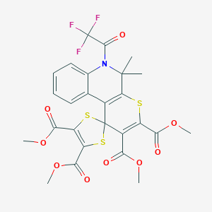 molecular formula C26H22F3NO9S3 B401478 tetramethyl 5',5'-dimethyl-6'-(trifluoroacetyl)-5',6'-dihydrospiro[1,3-dithiole-2,1'-(1'H)-thiopyrano[2,3-c]quinoline]-2',3',4,5-tetracarboxylate 