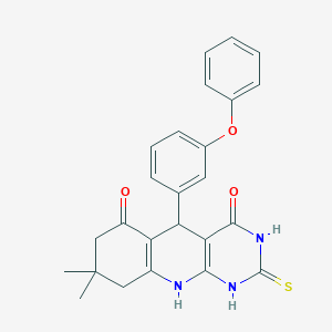 molecular formula C25H23N3O3S B4014850 8,8-Dimethyl-5-(3-phenoxyphenyl)-2-sulfanyl-5,7,8,9-tetrahydropyrimido[4,5-b]quinoline-4,6-diol 