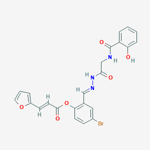 molecular formula C23H18BrN3O6 B401492 4-bromo-2-(2-{[(2-hydroxybenzoyl)amino]acetyl}carbohydrazonoyl)phenyl 3-(2-furyl)acrylate CAS No. 352442-73-0