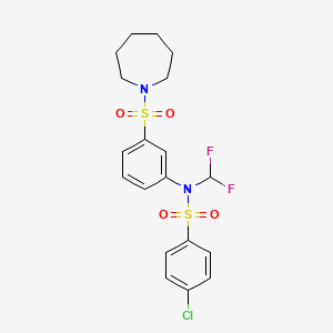 molecular formula C19H21ClF2N2O4S2 B4015026 N-[3-(azepan-1-ylsulfonyl)phenyl]-4-chloro-N-(difluoromethyl)benzenesulfonamide 