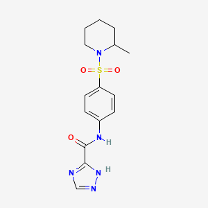 molecular formula C15H19N5O3S B4015122 N-{4-[(2-methylpiperidin-1-yl)sulfonyl]phenyl}-1H-1,2,4-triazole-3-carboxamide 