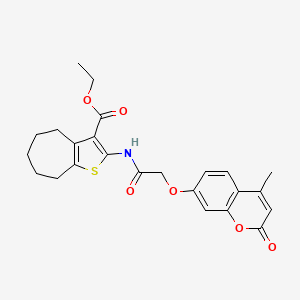 molecular formula C24H25NO6S B4015218 ETHYL 2-{2-[(4-METHYL-2-OXO-2H-CHROMEN-7-YL)OXY]ACETAMIDO}-4H,5H,6H,7H,8H-CYCLOHEPTA[B]THIOPHENE-3-CARBOXYLATE 