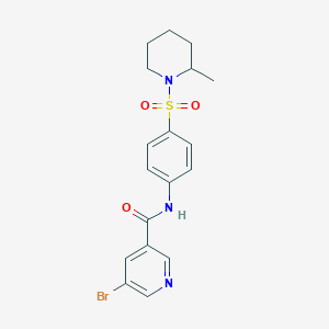 molecular formula C18H20BrN3O3S B4015227 5-bromo-N-{4-[(2-methylpiperidin-1-yl)sulfonyl]phenyl}pyridine-3-carboxamide 