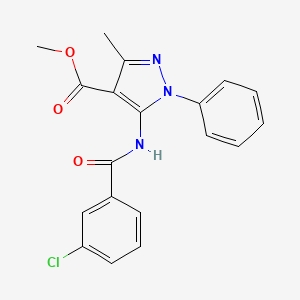 molecular formula C19H16ClN3O3 B4015238 METHYL 5-(3-CHLOROBENZAMIDO)-3-METHYL-1-PHENYL-1H-PYRAZOLE-4-CARBOXYLATE 