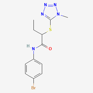 molecular formula C12H14BrN5OS B4015396 N-(4-bromophenyl)-2-[(1-methyl-1H-tetrazol-5-yl)sulfanyl]butanamide 