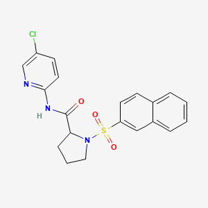 molecular formula C20H18ClN3O3S B4015650 N-(5-chloropyridin-2-yl)-1-naphthalen-2-ylsulfonylpyrrolidine-2-carboxamide 