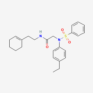 molecular formula C24H30N2O3S B4015690 N-[2-(cyclohex-1-en-1-yl)ethyl]-N~2~-(4-ethylphenyl)-N~2~-(phenylsulfonyl)glycinamide 