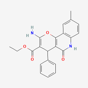 molecular formula C22H20N2O4 B4015709 ETHYL 2-AMINO-9-METHYL-5-OXO-4-PHENYL-4H,5H,6H-PYRANO[3,2-C]QUINOLINE-3-CARBOXYLATE 