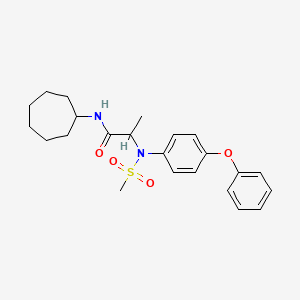 molecular formula C23H30N2O4S B4015793 N-cycloheptyl-N~2~-(methylsulfonyl)-N~2~-(4-phenoxyphenyl)alaninamide 