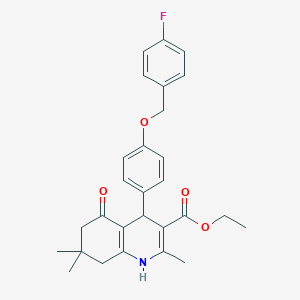 molecular formula C28H30FNO4 B4015863 Ethyl 4-[4-[(4-fluorophenyl)methoxy]phenyl]-2,7,7-trimethyl-5-oxo-1,4,6,8-tetrahydroquinoline-3-carboxylate 