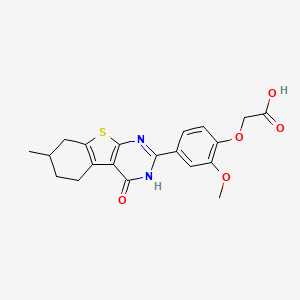 molecular formula C20H20N2O5S B4015946 2-[2-methoxy-4-(7-methyl-4-oxo-5,6,7,8-tetrahydro-3H-[1]benzothiolo[2,3-d]pyrimidin-2-yl)phenoxy]acetic acid 