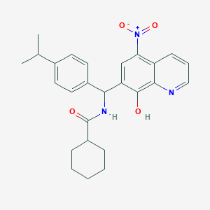 molecular formula C26H29N3O4 B4015958 N-[(8-Hydroxy-5-nitroquinolin-7-YL)[4-(propan-2-YL)phenyl]methyl]cyclohexanecarboxamide 