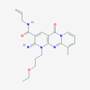 molecular formula C21H25N5O3 B4016003 7-(3-ethoxypropyl)-6-imino-11-methyl-2-oxo-N-prop-2-enyl-1,7,9-triazatricyclo[8.4.0.03,8]tetradeca-3(8),4,9,11,13-pentaene-5-carboxamide 
