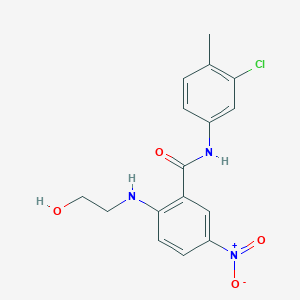 molecular formula C16H16ClN3O4 B4016114 N-(3-chloro-4-methylphenyl)-2-(2-hydroxyethylamino)-5-nitrobenzamide 