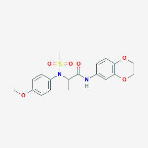 molecular formula C19H22N2O6S B4016291 N-(2,3-dihydro-1,4-benzodioxin-6-yl)-2-(4-methoxy-N-methylsulfonylanilino)propanamide 