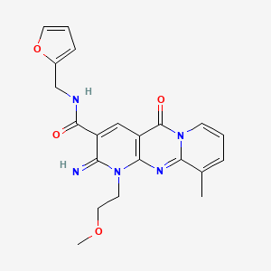 molecular formula C21H21N5O4 B4016433 N-(furan-2-ylmethyl)-6-imino-7-(2-methoxyethyl)-11-methyl-2-oxo-1,7,9-triazatricyclo[8.4.0.03,8]tetradeca-3(8),4,9,11,13-pentaene-5-carboxamide CAS No. 510762-40-0